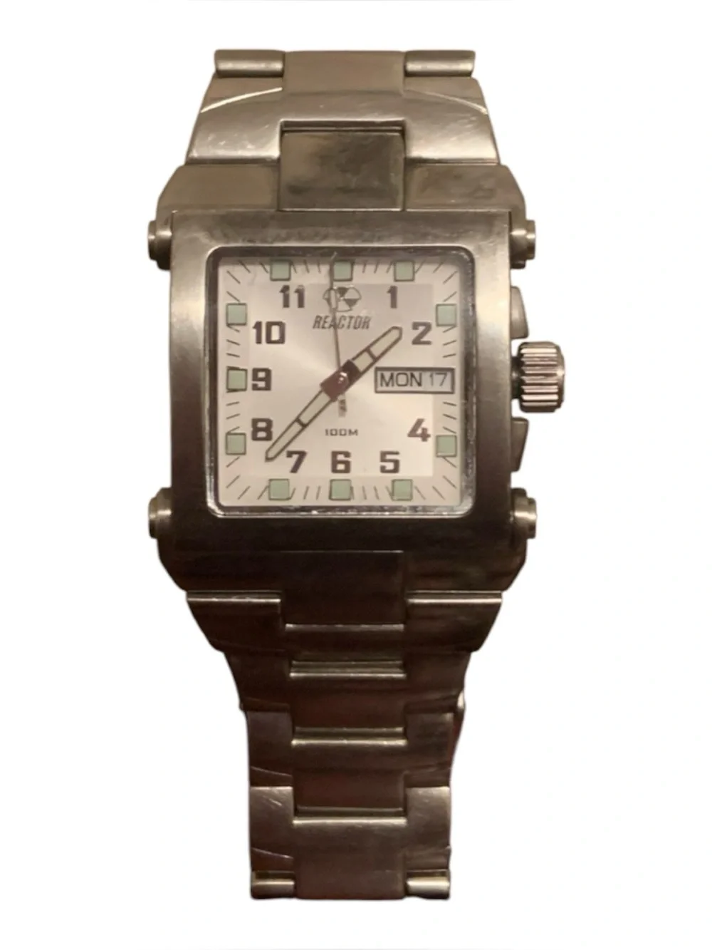 Reactor Rare Stainless Steel Square Men's Watch - Silver & White